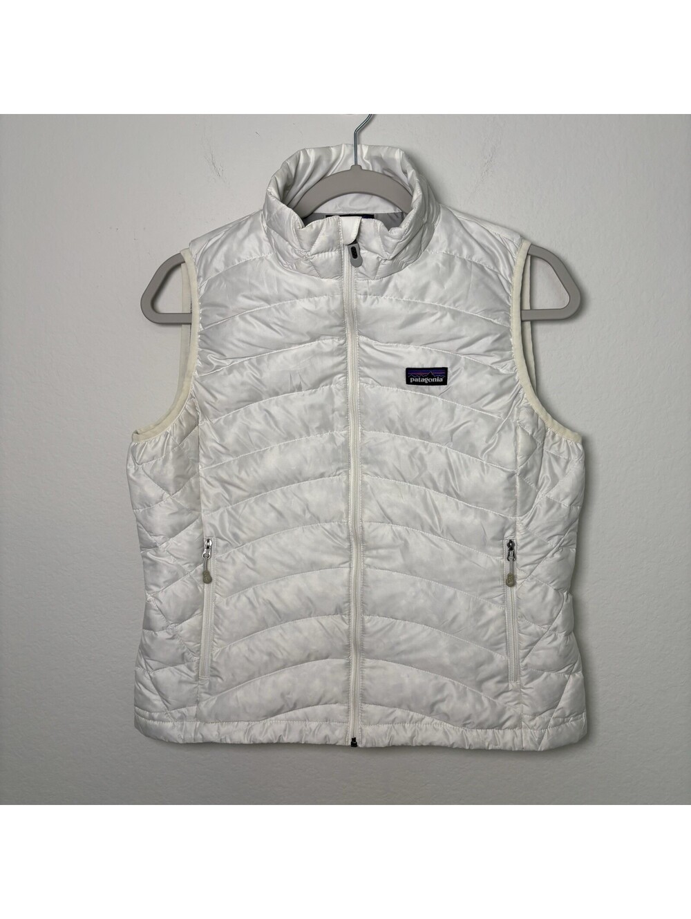Patagonia Vest Womens M White Down Puffer Quilted Full Zip Lightweight Warm
